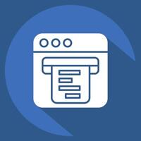 Icon Digital Receipt. related to Dropshipping symbol. long shadow style. design editable vector