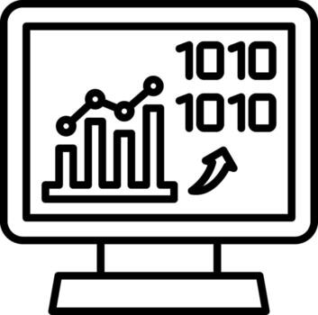 binario codigos línea icono vector