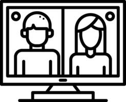 Online Interview Line Icon vector
