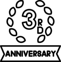 3rd Anniversary Line Icon vector
