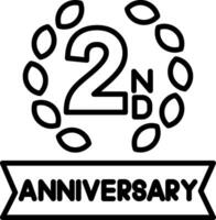 2nd Anniversary Line Icon vector
