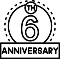 6th Anniversary Line Icon vector
