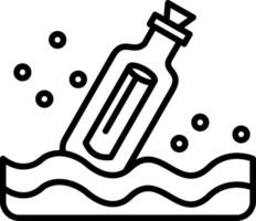 Message In A Bottle Line Icon vector