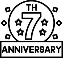 7th Anniversary Line Icon vector