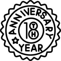 18th Anniversary Line Icon vector