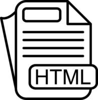 HTML File Format Line Icon vector