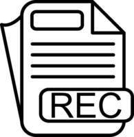 REC File Format Line Icon vector