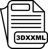 3DXXML File Format Line Icon vector