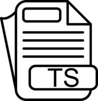 TS File Format Line Icon vector