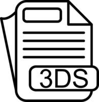 3DS File Format Line Icon vector