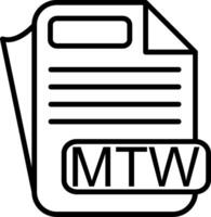 MTW File Format Line Icon vector