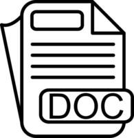 DOC File Format Line Icon vector