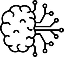 Abstract AI brain with digital nodes on an isolated white background vector