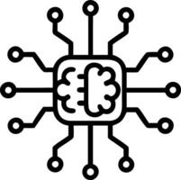 Abstract AI chip with glowing pathways on an isolated white background vector