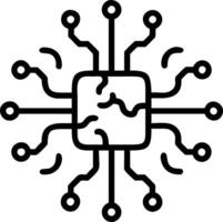 Abstract AI chip with neural circuits on an isolated white background vector