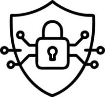 Abstract cybersecurity shield with digital locks on an isolated white background vector