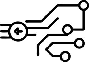 Abstract digital circuit with light pulses on an isolated white background vector