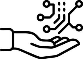 Abstract glowing digital hand interacting with data vector