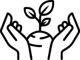 Abstract Hands Holding Globe with Plants vector