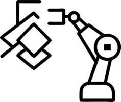 Abstract robotic arm with holographic interface on an isolated white background vector