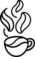 Abstract swirl of coffee beans forming a steaming cup shape with Fresh Brew text vector