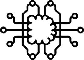 AI chip border with neural pathways and copy space vector