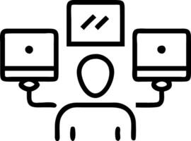 AI specialist candidly working on machine learning algorithms vector