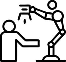 Candid shot of a robotics engineer programming a humanoid robot vector