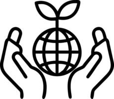 Close up of Hands Holding Globe with Seedling vector