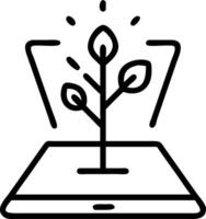 Close up of Holographic Tree Growing from Tablet vector