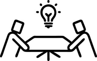 Conference Table with Holographic Hands and Lightbulb vector