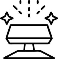 Desktop computer with holographic icons and copy space vector