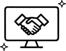 Desktop Monitor with Holographic Handshake and Community vector