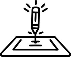 Digital pen hovering above a holographic drawing pad vector
