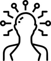 Digital human silhouette with glowing abstract elements representing decision making vector