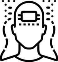 Digital human face with glowing holographic overlay vector