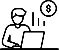 Financial officer checking investment performance on a laptop while sitting in a modern office vector