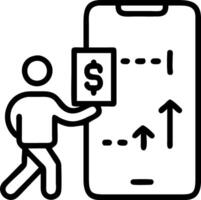 Financial officer checking stock prices on a mobile device while walking vector