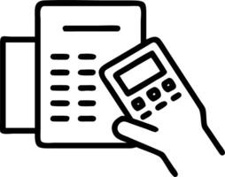 Financial officer calculating taxes on a calculator with documents spread across the desk vector