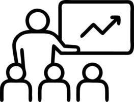 Financial officer reviewing investment strategies with a whiteboard in a small meeting vector