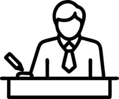 Financial officer signing documents at a desk with a serious expression vector