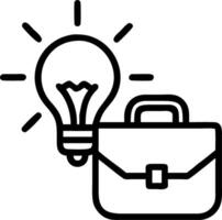 Floating briefcase and light bulb with Innovative Solutions text vector