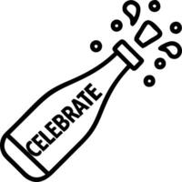 Floating champagne bottle with cork and bubbles forming a festive burst with Celebrate text vector