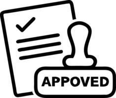 Floating contract and stamp with Approved text vector