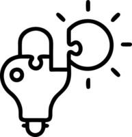 Floating Puzzle Piece Connecting to Light Bulb vector