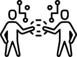 Floating politician handshake with data streams vector