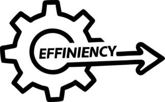Flying arrow and gear with the word Efficiency vector