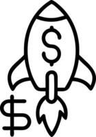 Flying rocket and dollar sign with the word Launch vector
