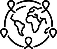 Globe with Red Ribbon Paths vector