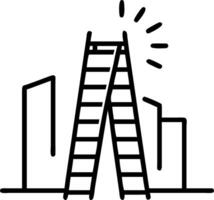 Glossy background with a ladder leading to a glowing cityscape vector